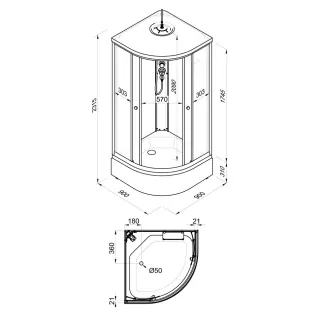 Душевая кабина Triton Грэй Щ0000066463 90x90 см профиль чёрный стекло тонированное